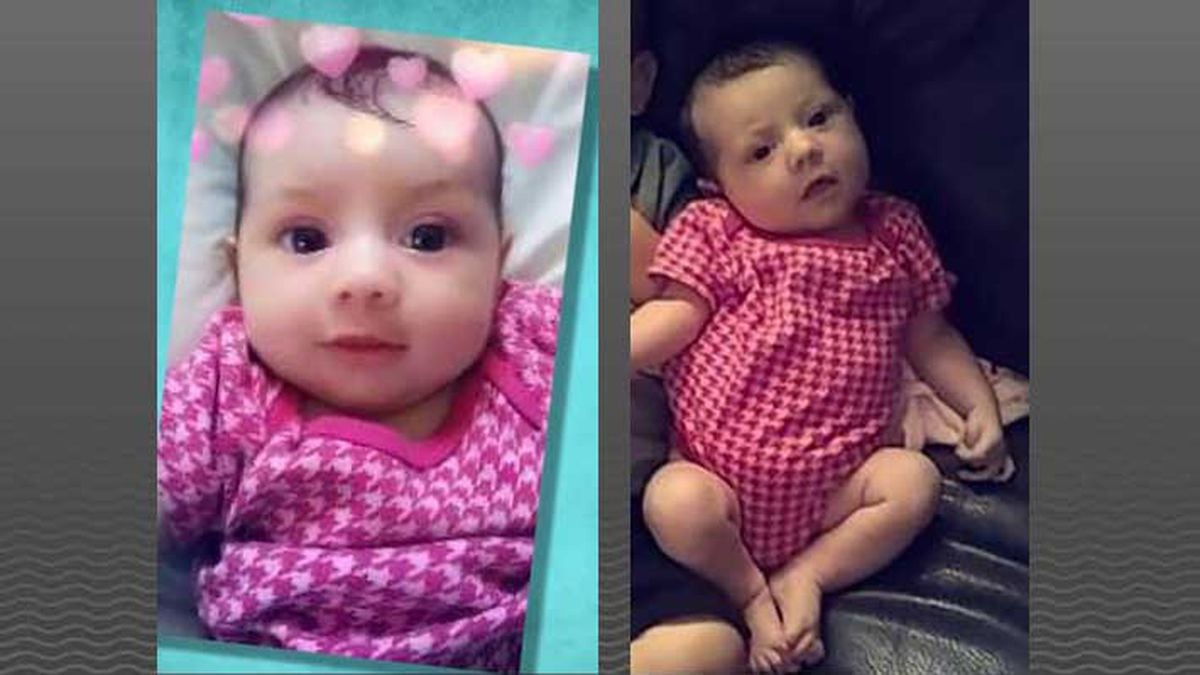 Amiah Robertson is an 8-month-old white female, 23 inches tall and 13 pounds with blond hair...