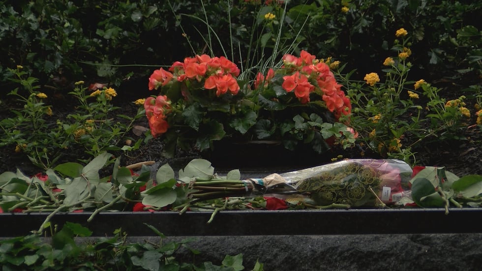 Flowers were placed on Ali's grave.