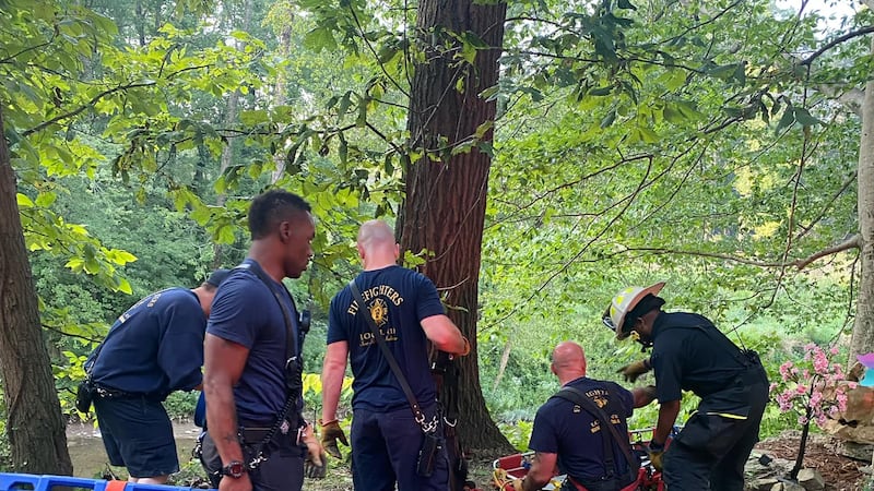New Albany Fire Department saves a cyclist that feel off cliff.