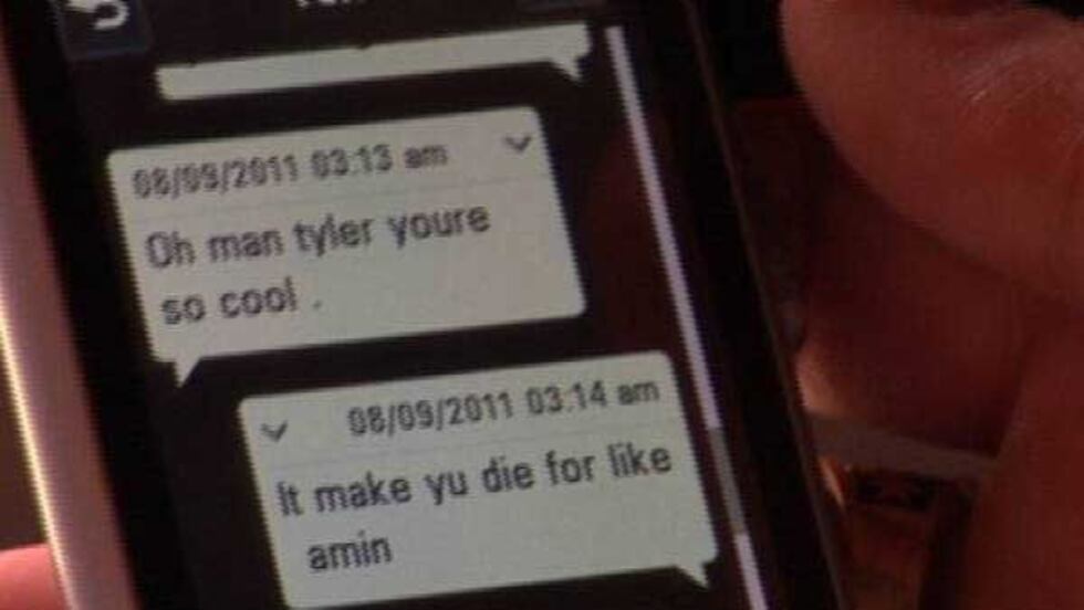 Text messages on Tyler's phone (Source: Ronda Biven)