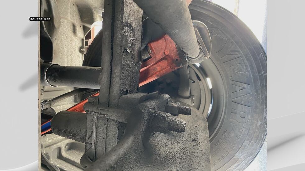 Inspectors found truck parts held together by tools. (Source: KSP)