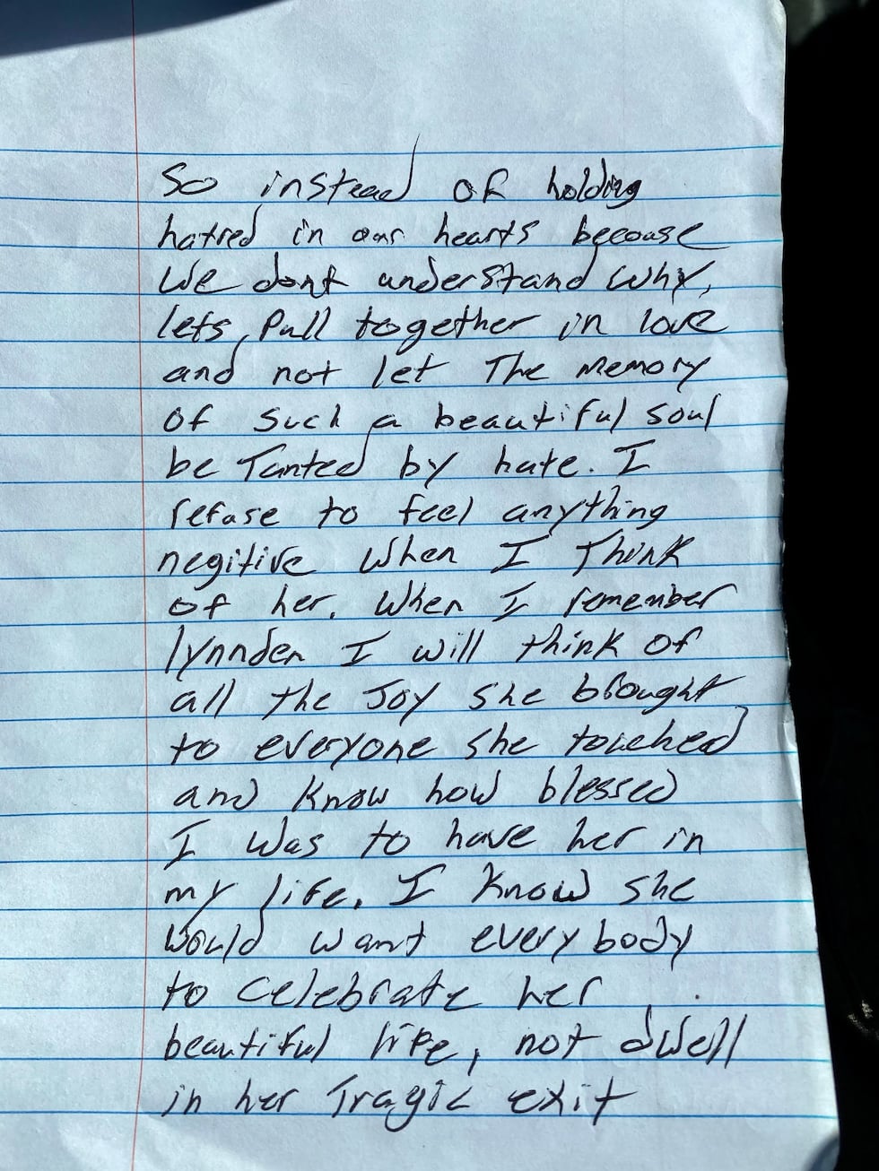 Tim Winterholler's letter: Page 2