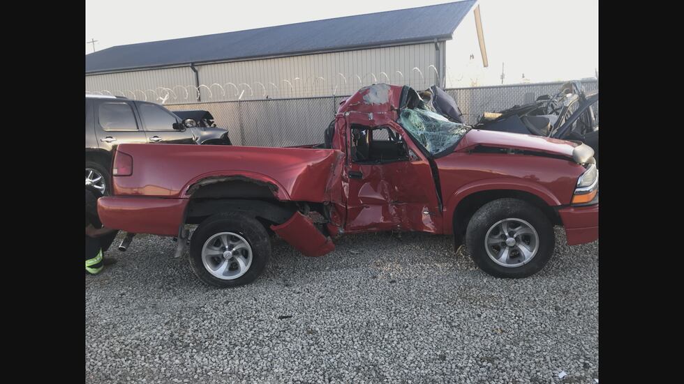 Ferguson shared a photo of his pickup truck mangled after a crash he was in.