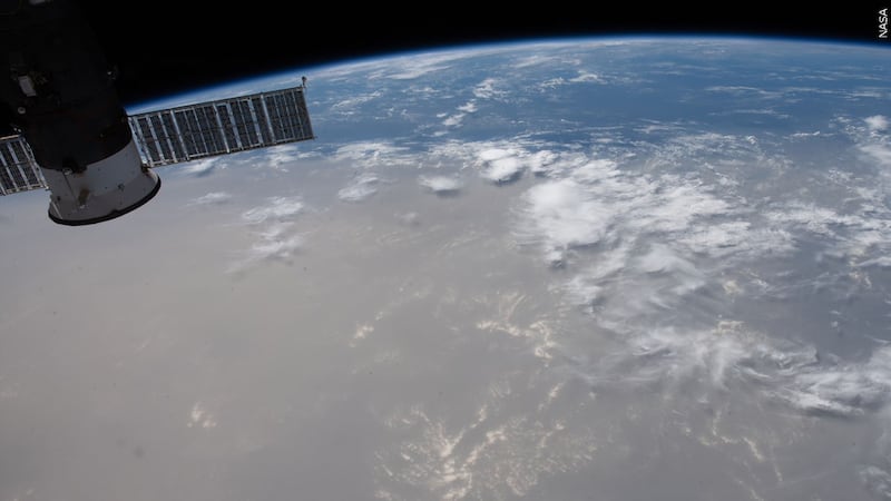 A view of a Saharan dust cloud from the ISS.