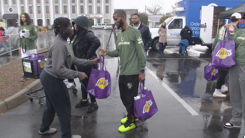 The D'Angelo Russell Foundation partnered with Kroger to give away 300 turkeys at the store on...