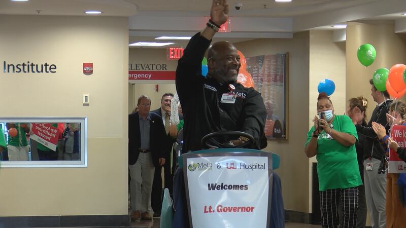 UofL Health hosted a surprise celebration recognizing the 100 healthcare heroes after a day of...