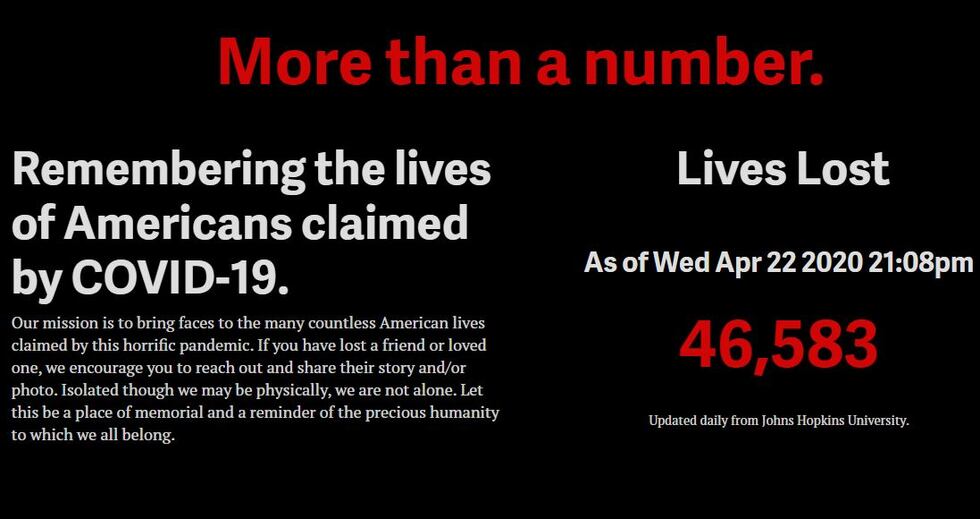 MourningAmerica.org remembers lives lost to COVID-19.