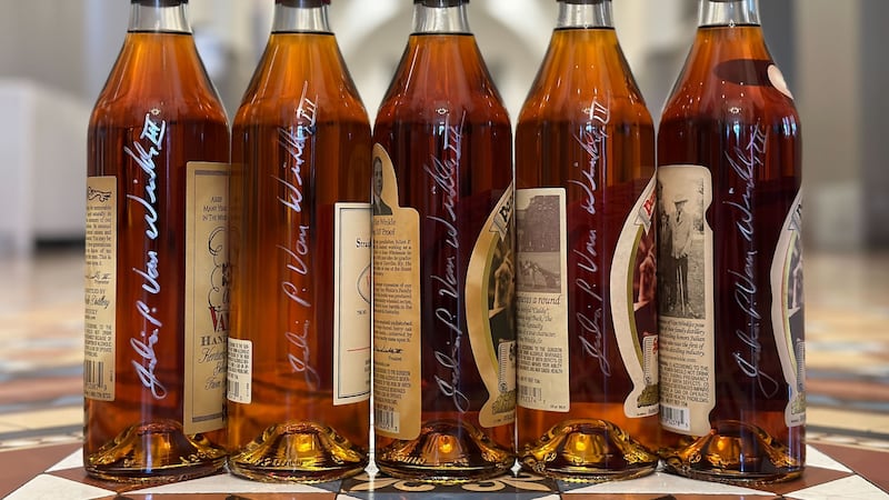 Signed Pappy Van Winkle bourbon bottle