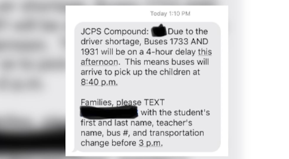 Some families were sent messages that said their children's buses would be four hours late....