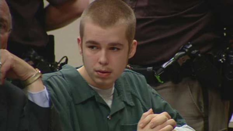 Josh Young in the courtroom as his father pleads guilty to the murder of Trey Zwicker.