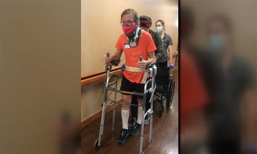 after fractured her spine in a bike accident, Petrina Crabtree had to learn to talk all over...