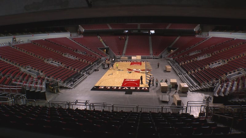 The Louisville Arena Authority has purchased a new basketball court for the men's and women's...