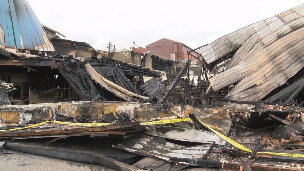 Daylight revealed the extent of the damage to Vail True Value Lumber Co. on South Railroad...