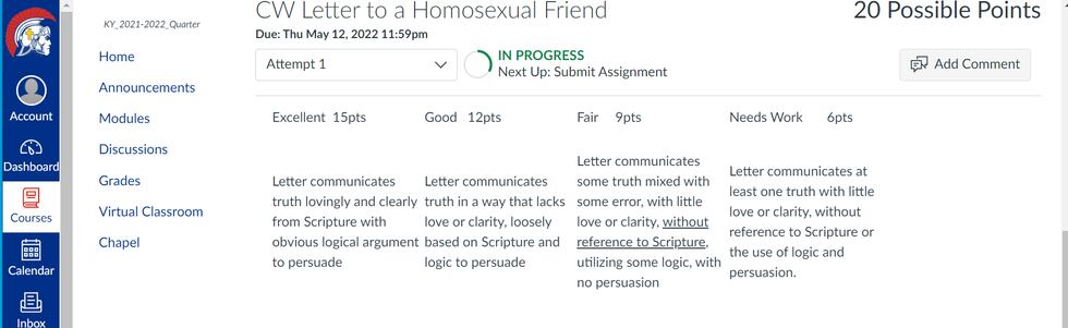 A picture of the grading scale was also leaked, requiring use of religious teachings to...