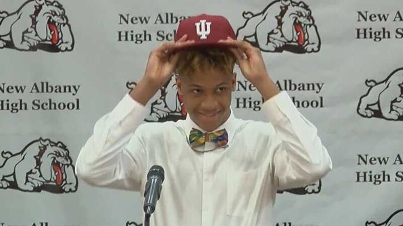 Langford reached for the IU hat to announce his college decision Monday night. (Source: WAVE 3...