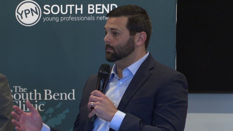 Rosenberg talks about the state of Indiana's economy at the Morris Park County Club on...