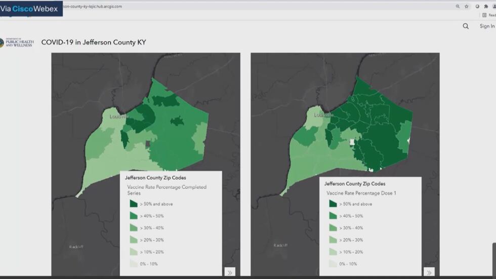 The map displays the rate of vaccination across the city. (Source: Metro Health & Wellness)