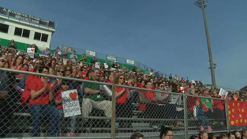 The Meade County community gathered to rally behind teachers on Wednesday afternoon. (Source:...