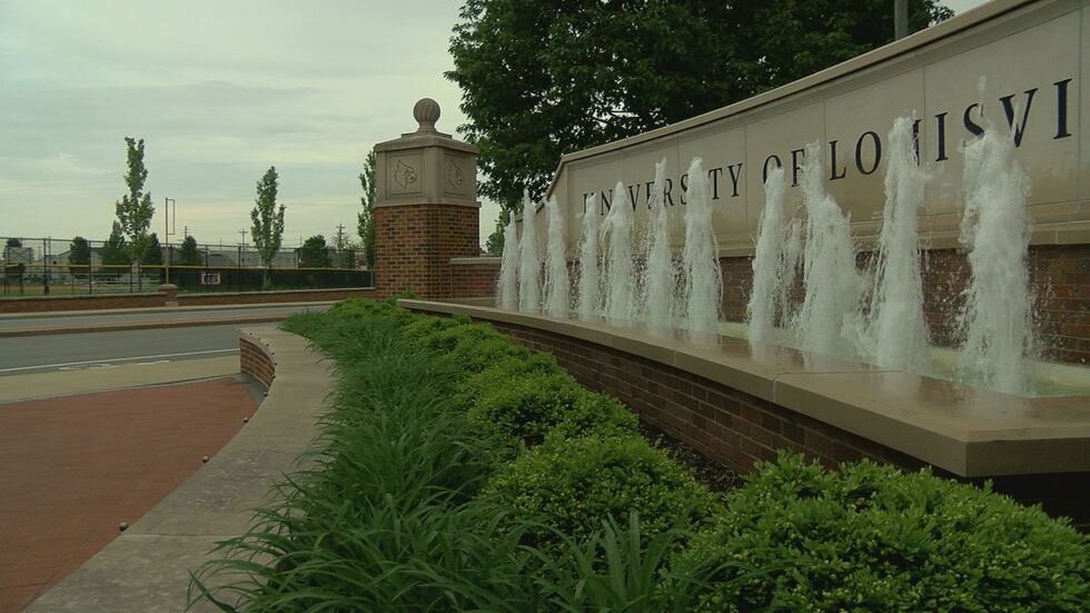 Exteriors of the University of Louisville or UofL.
