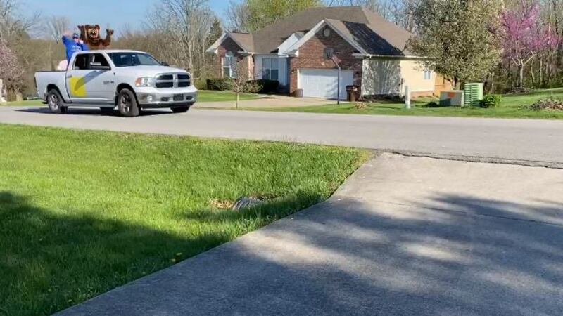 Teachers hopped in their vehicles and drove around Willowbrook Estates in Fisherville, Kentucky.