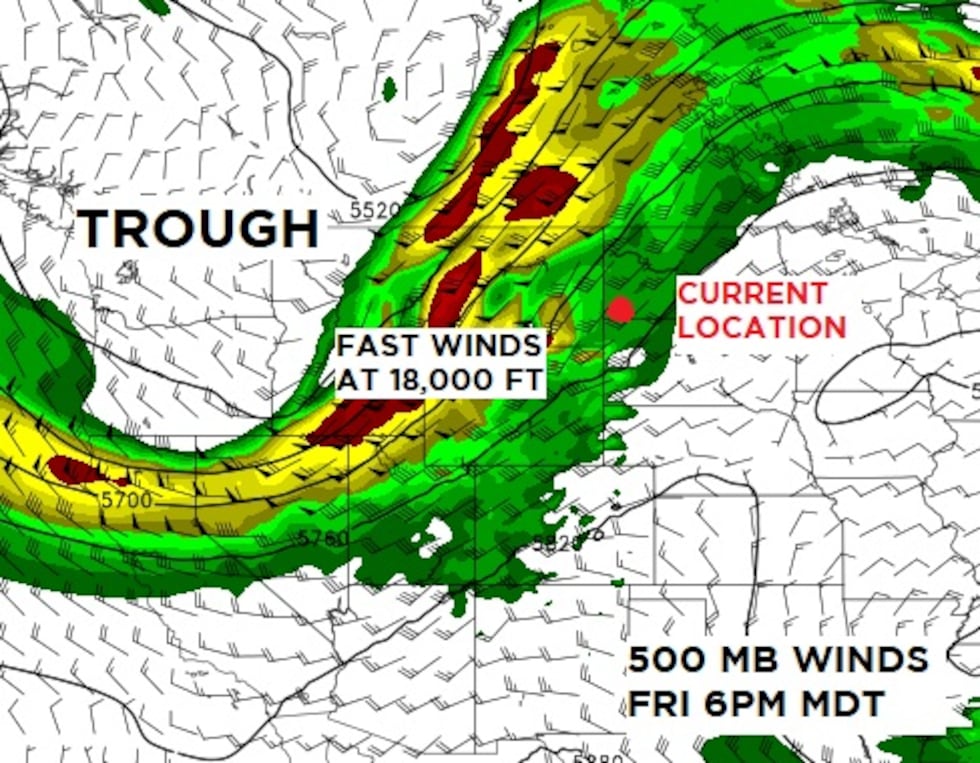 500 mb (or ~18,000 ft) winds this evening