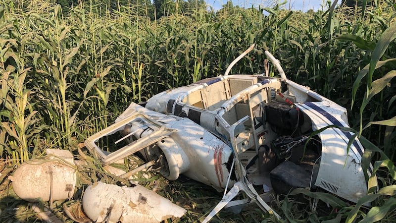 A helicopter went down in a corn field near Big Indian Road NE in Corydon on Wednesday afternoon.