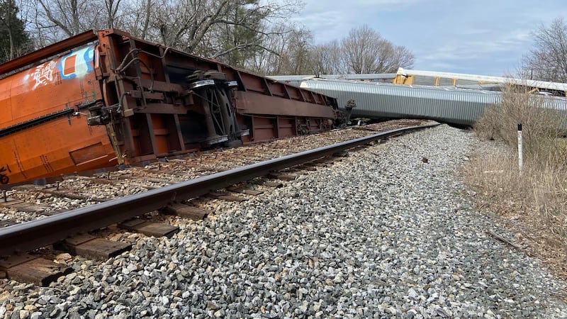 KSP said the train derailed around 2:50 p.m. after trying to avoid a semi truck that was on...