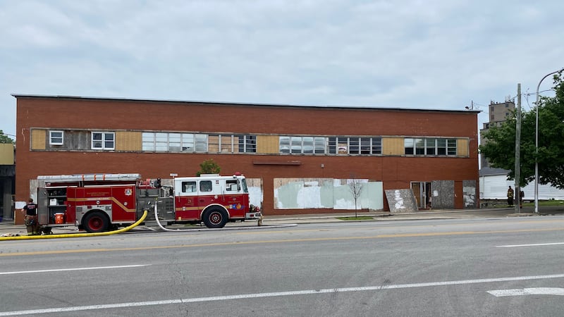 A fire erupted at a commercial building on East Broadway on May 11.
