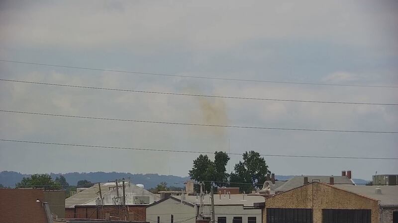 An orange cloud of smoke spotted in New Albany